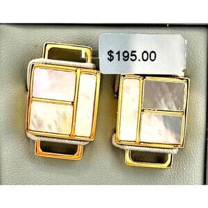 Tateossian Shoe Links Gold Plated Stainless Steel & Mother-Of-Pearl